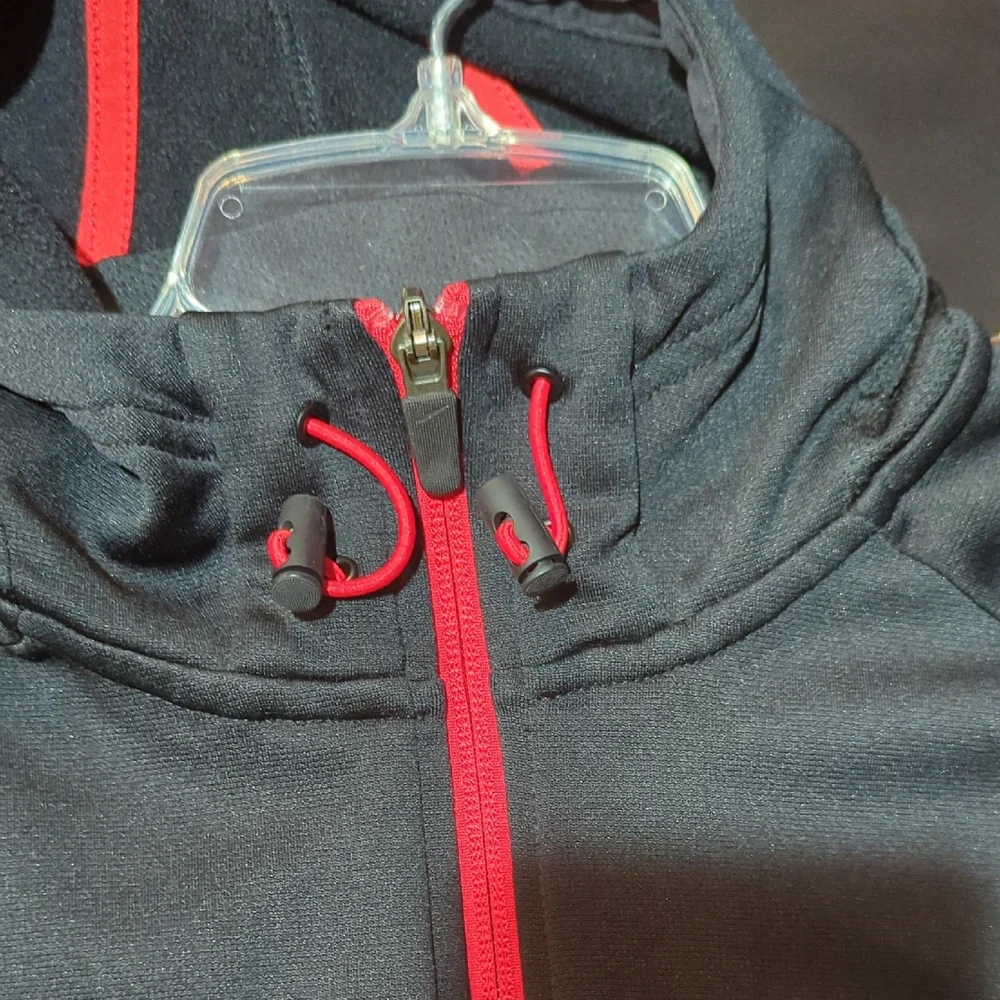 Full Zip Nike Men's Medium Black Therma-fit Hoodie with Red Accents - Picture 5 of 8